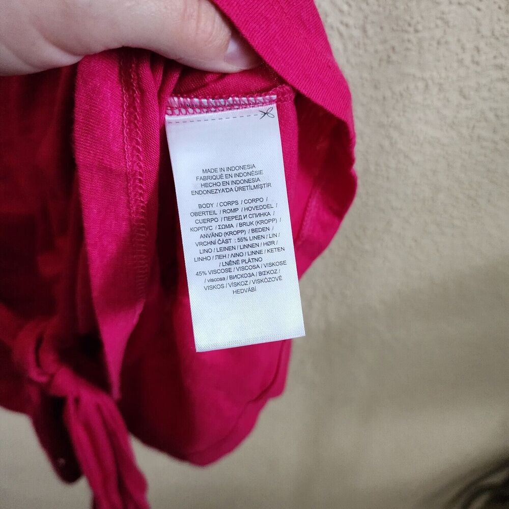 Lauren Ralph Lauren Black Label Linen Short Sleeve Ruffle Top Magenta Pink M NWT - Picture 6 of 10